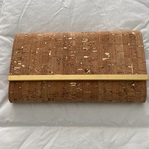 J Crew Cork NWT Crossbody Clutch Bag w/ Gold Trim